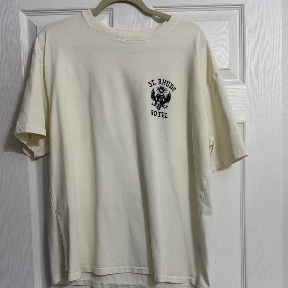 Rhude Cream Short-Sleeve St. Rhude Hotel Graphic Tee